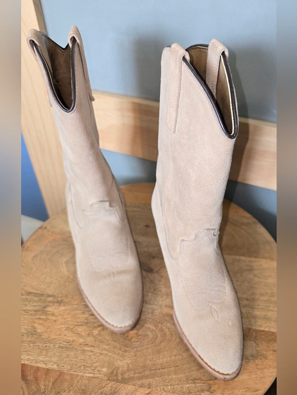 Matisse Light Beige Suede Western Heeled Boots~Coastal Cowgirl